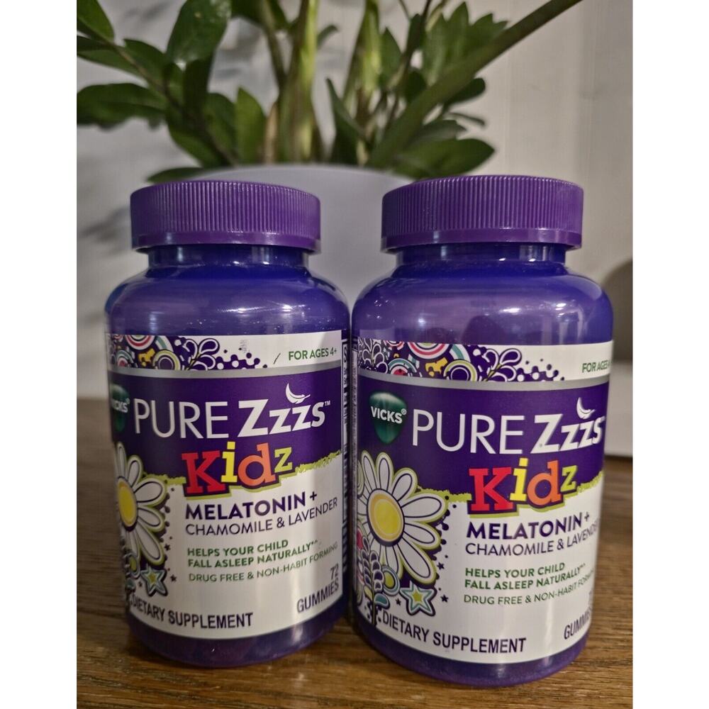 2 Pk Vicks Pure Zzzs Kidz Sleep Aid Melatonin Gummies 72 Ct Each EXP 12/2025